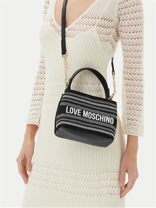 BORSA CANVAS NERO+PU NERO LOVE MOSCHINO | JC4240PP0MKO1/00A